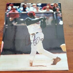 Signed Dimitri Young Baseball Photo - Red & White Uniform